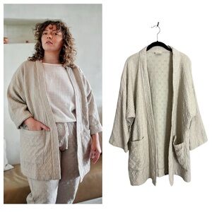 Curator SF Jules Cardigan quilted open jacket mushroom sz XL minimalist capsule